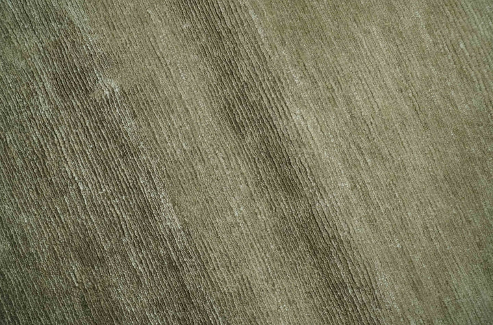 Modern Solid Plain Olive Hand Knotted 6x9 Bamboo Silk area Rug - The Rug Decor