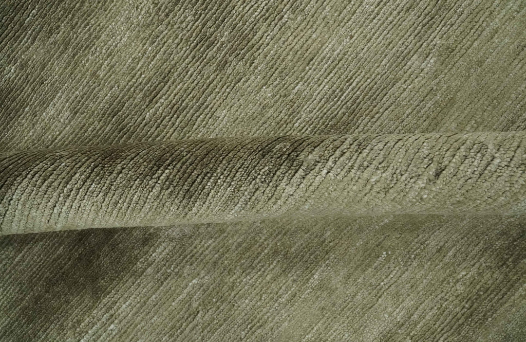 Modern Solid Plain Olive Hand Knotted 6x9 Bamboo Silk area Rug - The Rug Decor