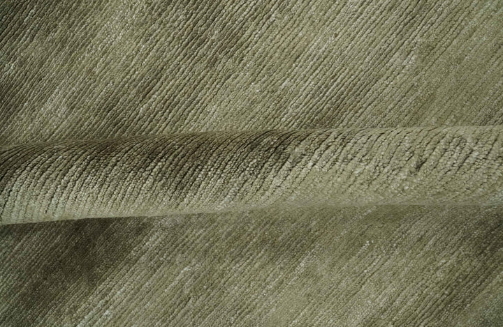 Modern Solid Plain Olive Hand Knotted 6x9 Bamboo Silk area Rug - The Rug Decor