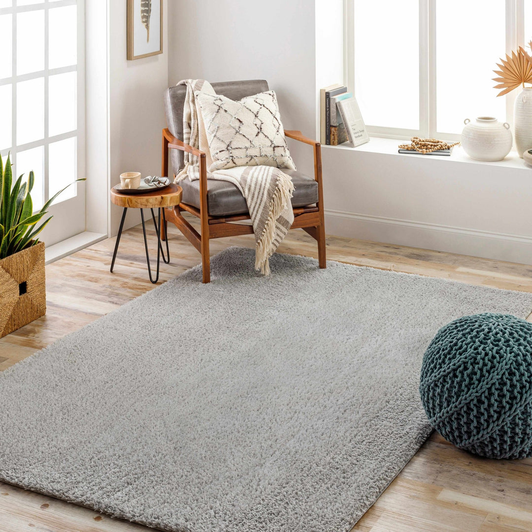 Modern Solid Silver Plush Pile Area Rug - The Rug Decor
