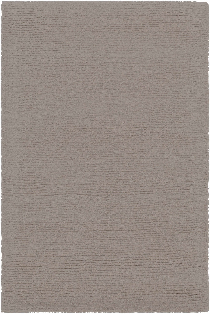 Modern Solid Taupe Stripes Texture Hand - loom Multi Size Wool Area Rug - The Rug Decor