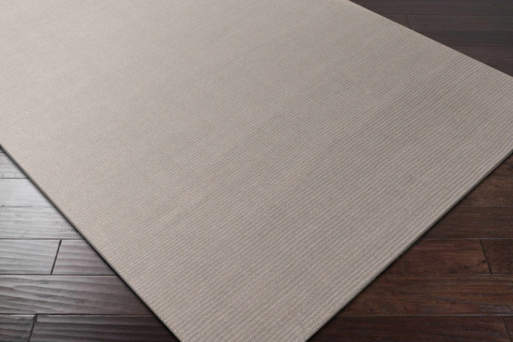 Modern Solid Taupe Stripes Texture Hand - loom Multi Size Wool Area Rug - The Rug Decor