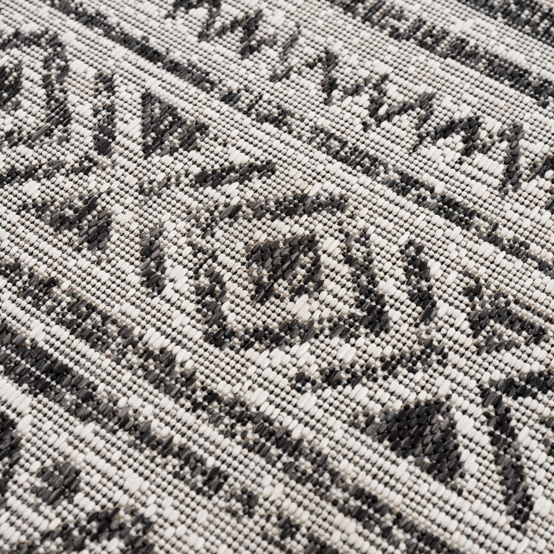 Modern Stripes Chevron Design Ivory and Charcoal Outdoor Safe Area Rug - The Rug Decor