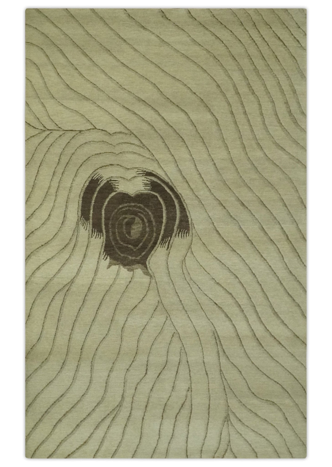 Modern Stripes Design Beige and Brown Hand loom 5.6x8 wool and art Silk Area Rug - The Rug Decor