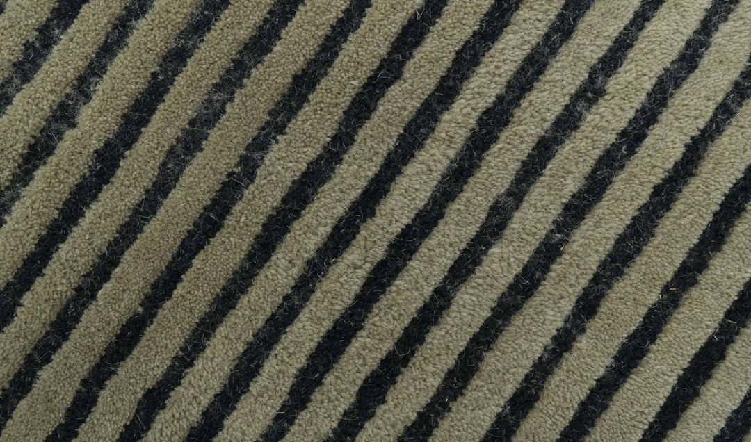 Modern Stripes Design Black And Brown Hand Tufted Custom Made Wool Area Rug - The Rug Decor