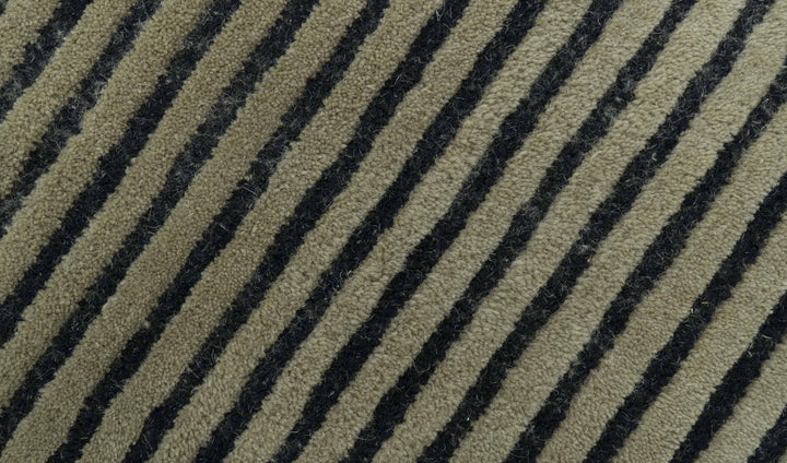 Modern Stripes Design Black And Brown Hand Tufted Custom Made Wool Area Rug - The Rug Decor