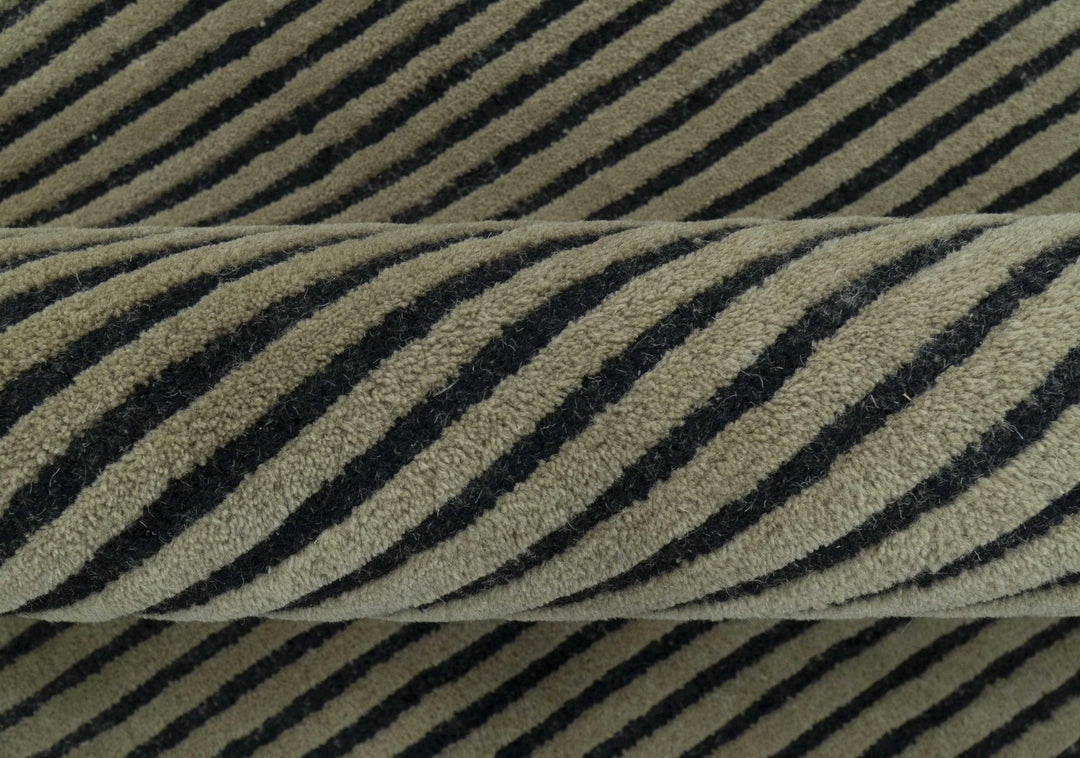 Modern Stripes Design Black And Brown Hand Tufted Custom Made Wool Area Rug - The Rug Decor