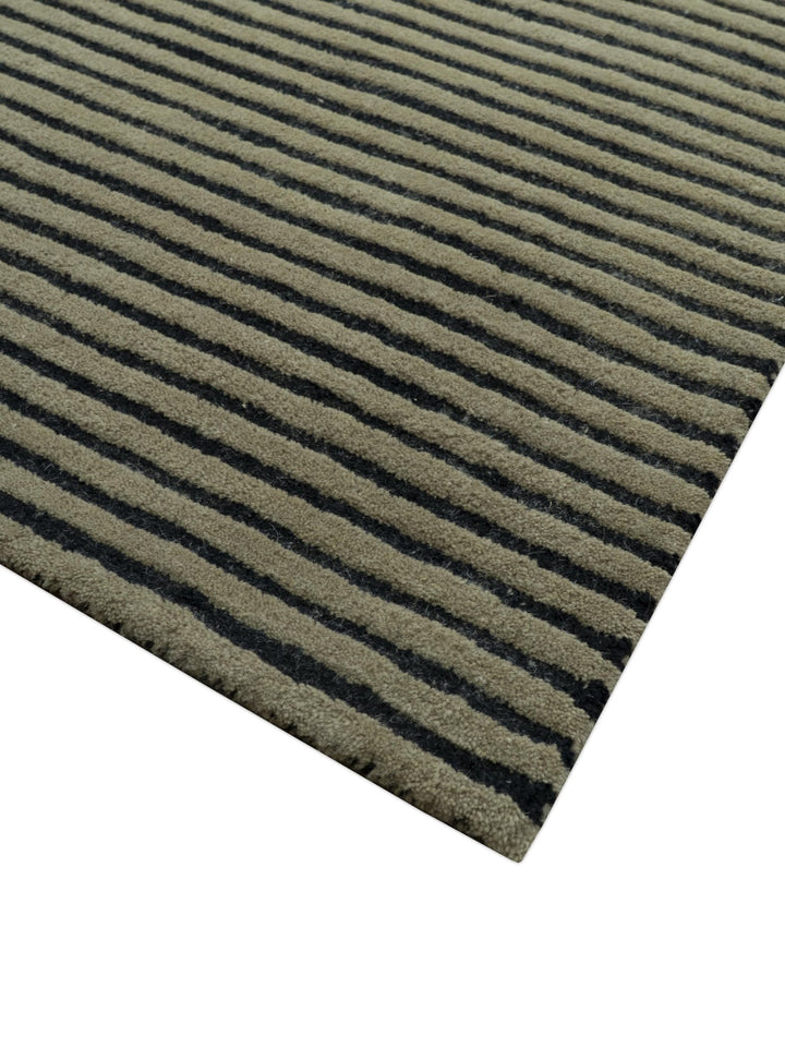 Modern Stripes Design Black And Brown Hand Tufted Custom Made Wool Area Rug - The Rug Decor