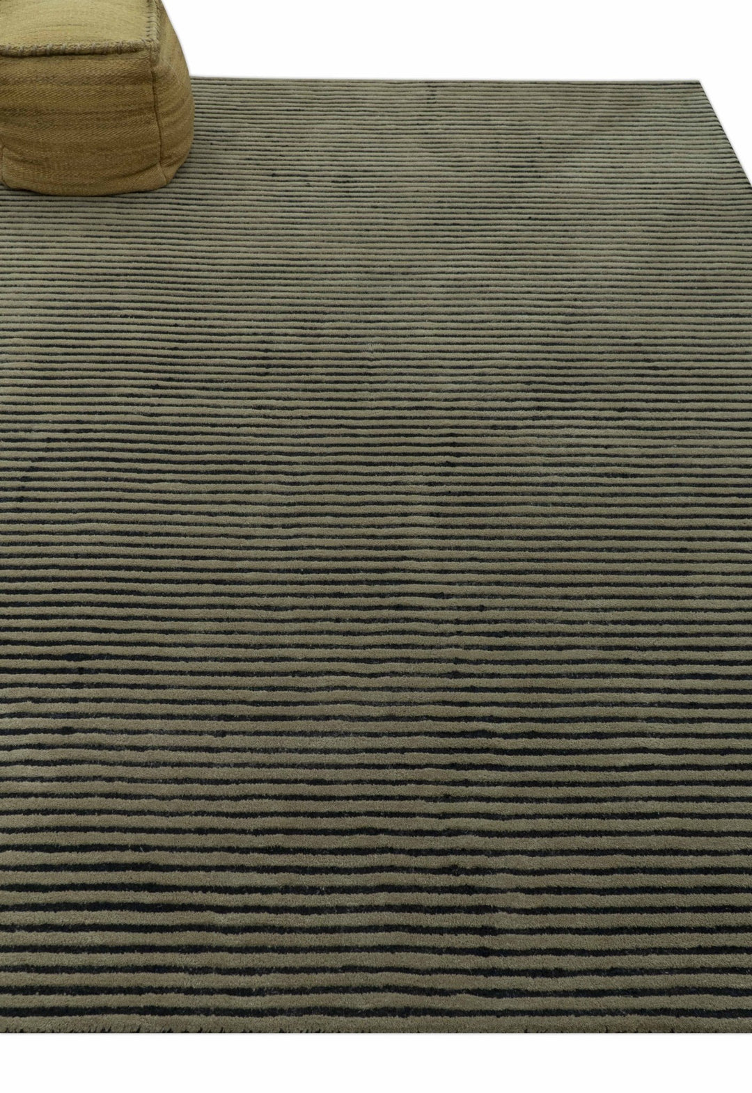 Modern Stripes Design Black And Brown Hand Tufted Custom Made Wool Area Rug - The Rug Decor