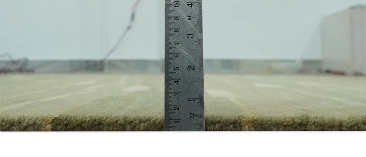 Modern stripes Design Olive, Light Green, Beige and Rust Hand loom 5x7 wool and Art Silk Area Rug - The Rug Decor