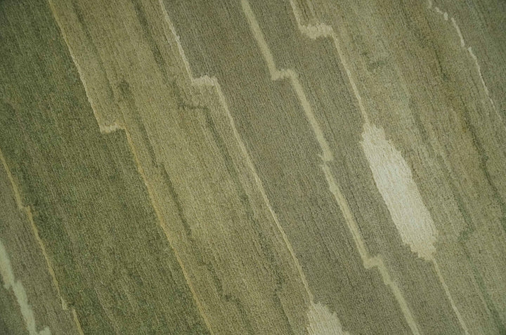 Modern stripes Design Olive, Light Green, Beige and Rust Hand loom 5x7 wool and Art Silk Area Rug - The Rug Decor