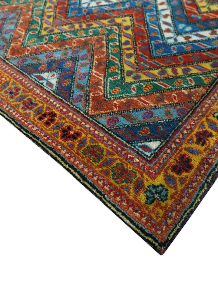 Multicolor Modern Chevron Design 7x10 Hand Knotted wool Area Rug - The Rug Decor