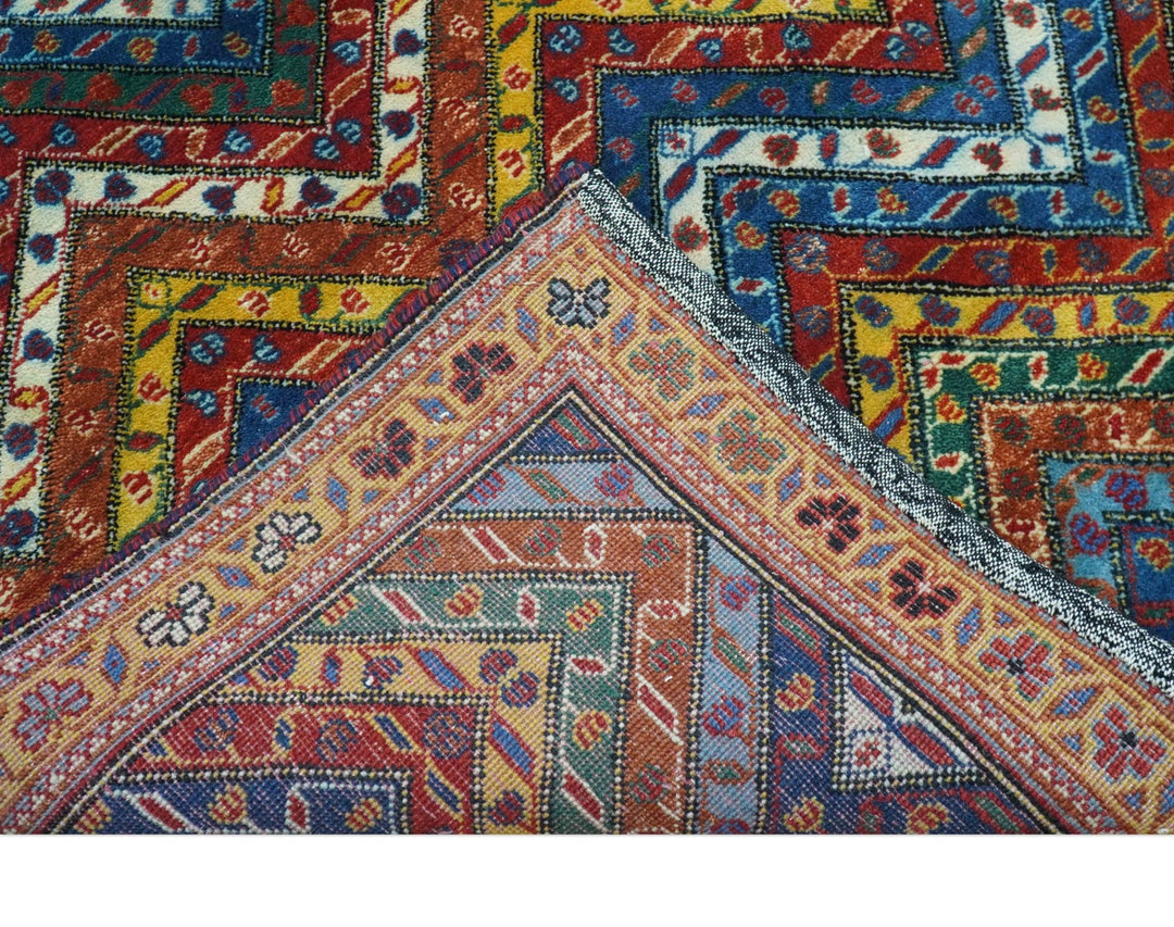 Multicolor Modern Chevron Design 7x10 Hand Knotted wool Area Rug - The Rug Decor