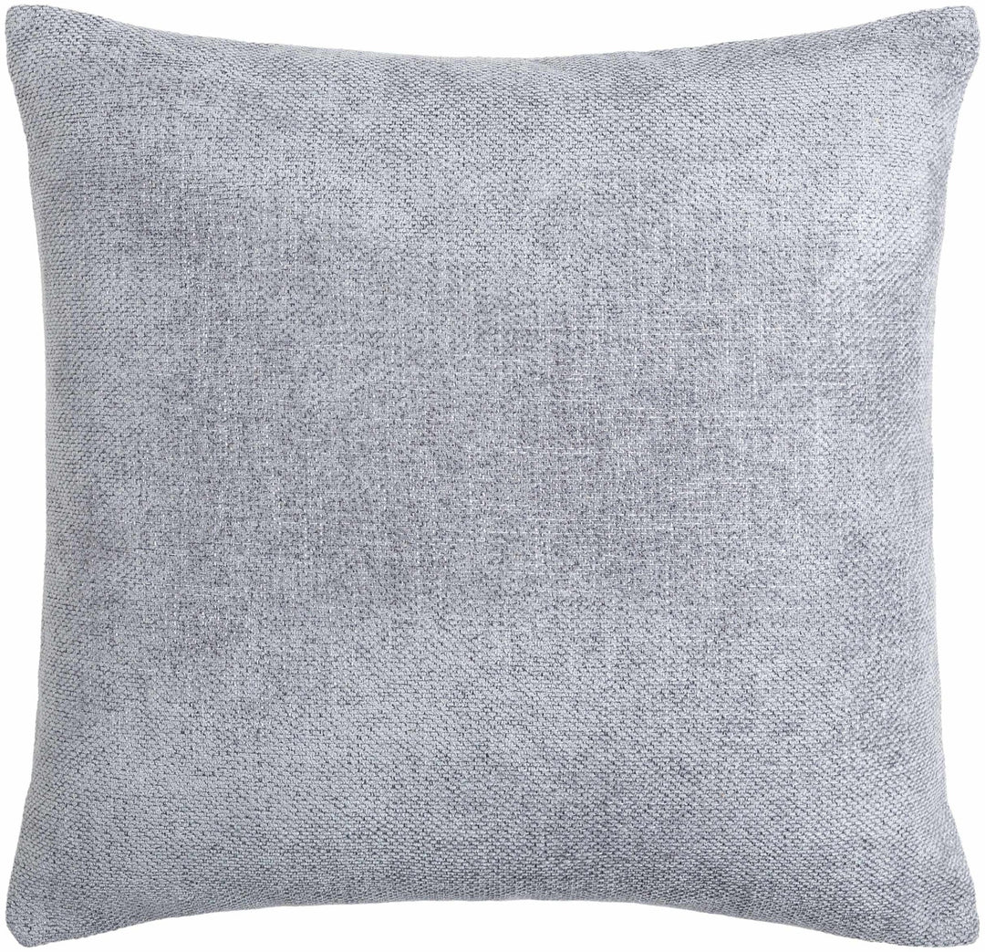 Natural Linen look Silver Textured Contemporary Square Throw Pillow - The Rug Decor