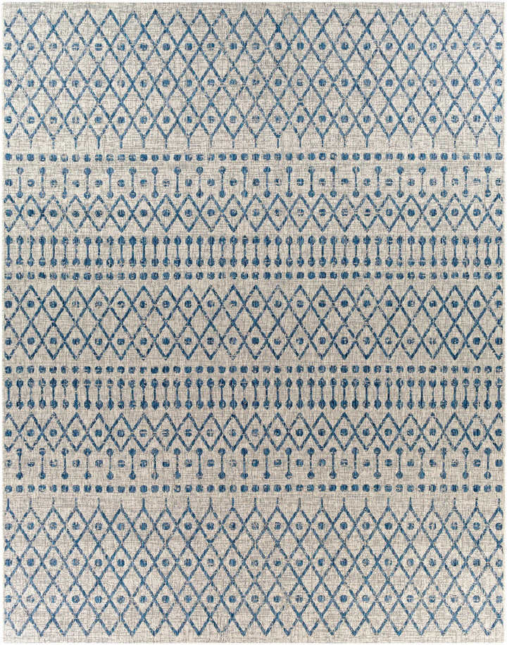 Newbern Modern Geometrical Blue And Gray Machine Woven Outdoor Rug - The Rug Decor