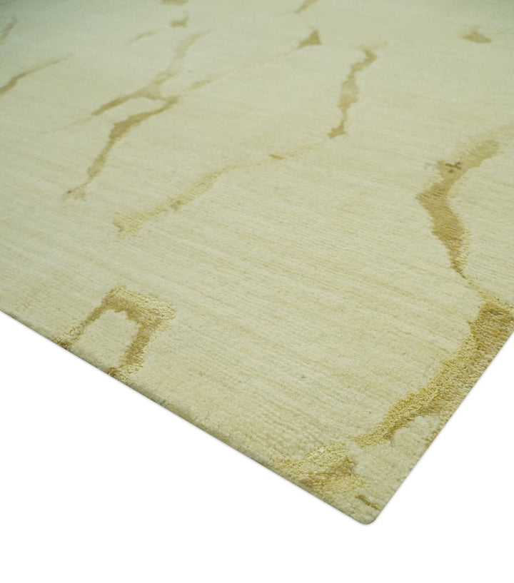 Olive and Gold Modern Abstract Design Hand loom 6x9 wool and Art silk Area Rug - The Rug Decor