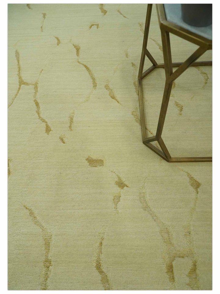 Olive and Gold Modern Abstract Design Hand loom 6x9 wool and Art silk Area Rug - The Rug Decor