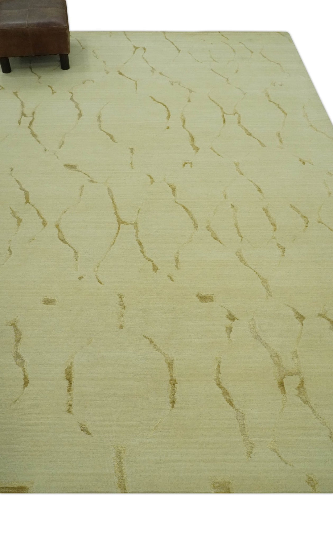 Olive and Gold Modern Abstract Design Hand loom 6x9 wool and Art silk Area Rug - The Rug Decor