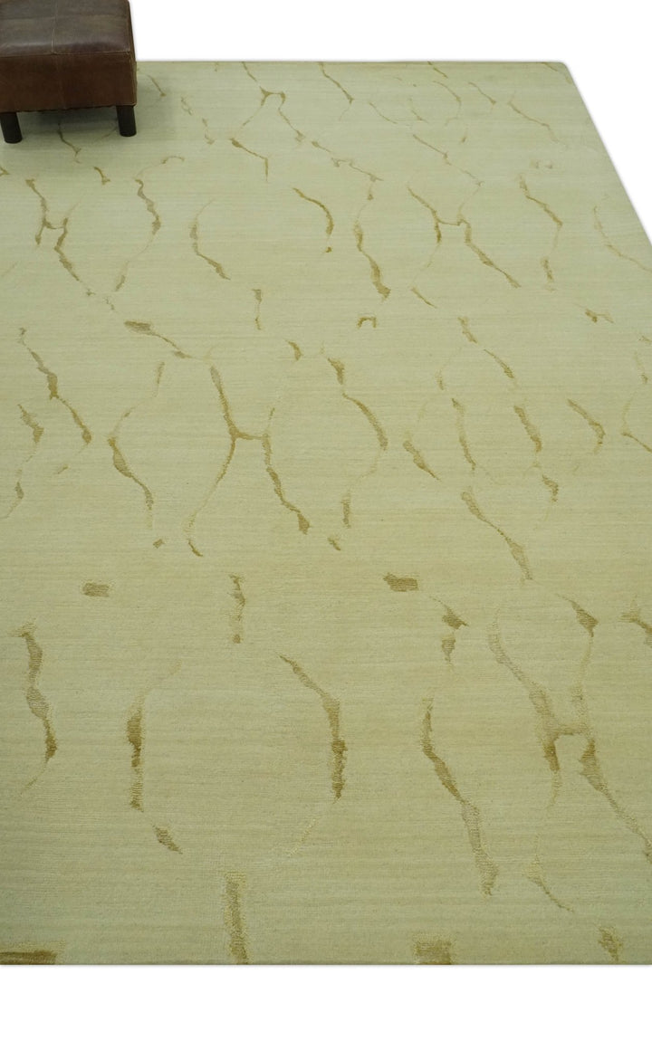 Olive and Gold Modern Abstract Design Hand loom 6x9 wool and Art silk Area Rug - The Rug Decor