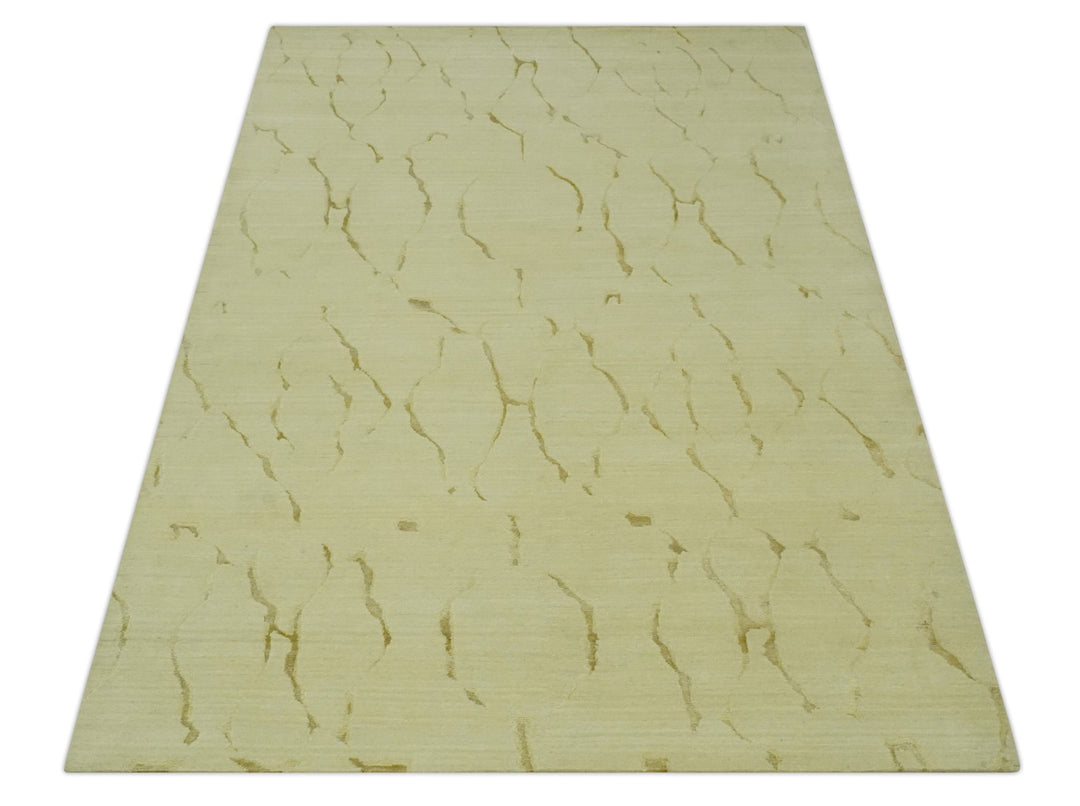 Olive and Gold Modern Abstract Design Hand loom 6x9 wool and Art silk Area Rug - The Rug Decor