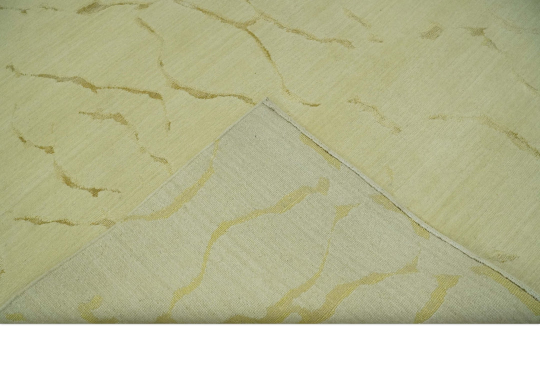 Olive and Gold Modern Abstract Design Hand loom 6x9 wool and Art silk Area Rug - The Rug Decor