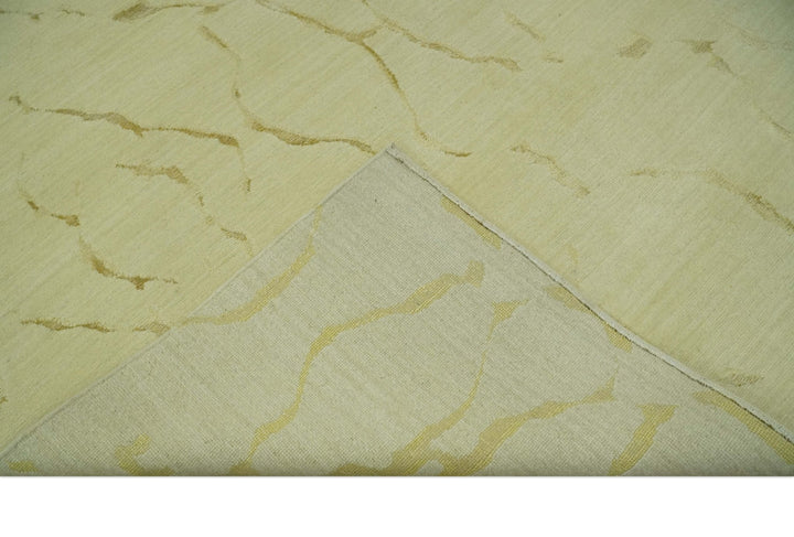 Olive and Gold Modern Abstract Design Hand loom 6x9 wool and Art silk Area Rug - The Rug Decor