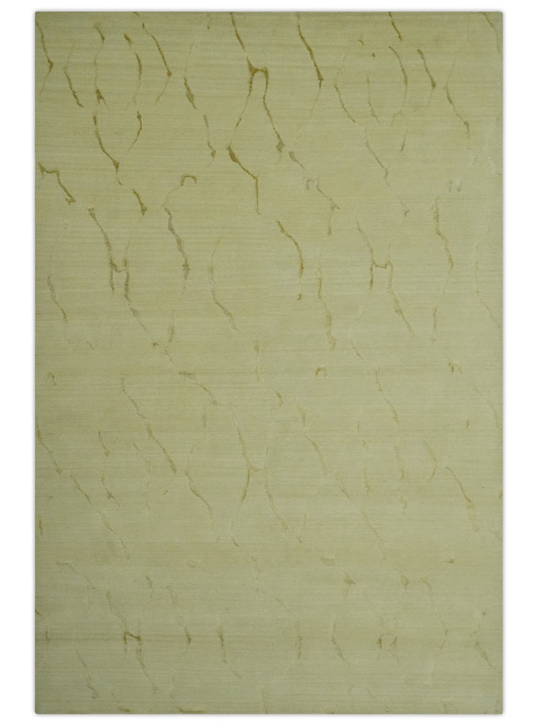 Olive and Gold Modern Abstract Design Hand loom 6x9 wool and Art silk Area Rug - The Rug Decor