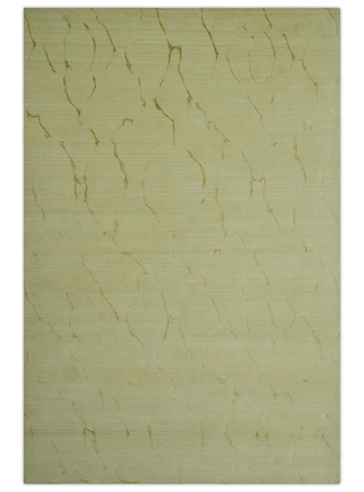 Olive and Gold Modern Abstract Design Hand loom 6x9 wool and Art silk Area Rug - The Rug Decor