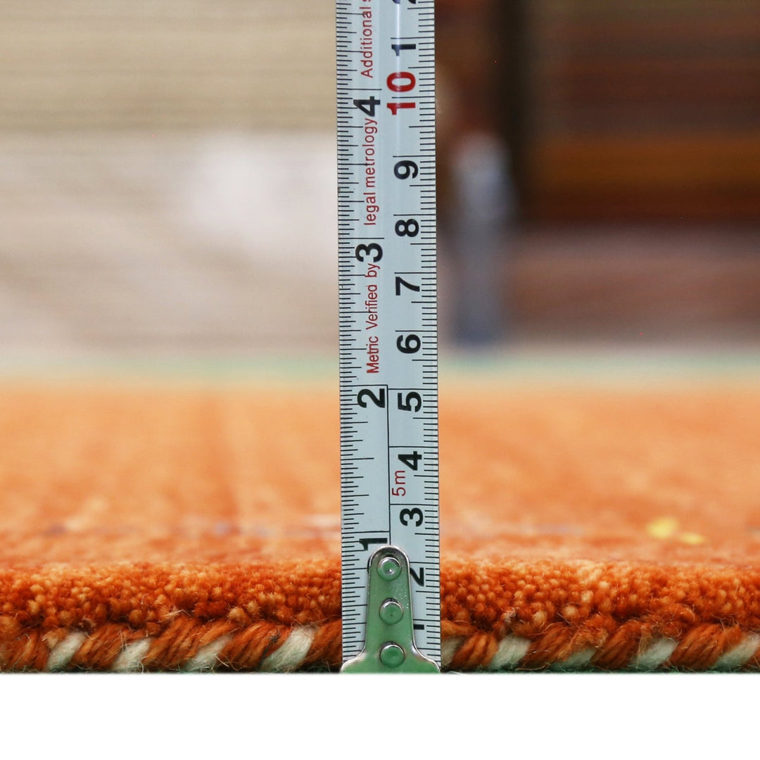 Orange Modern Geometrical Tribal Border Hand Loomed Wool Area Rug - The Rug Decor