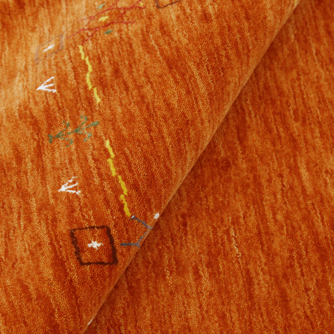 Orange Modern Geometrical Tribal Border Hand Loomed Wool Area Rug - The Rug Decor