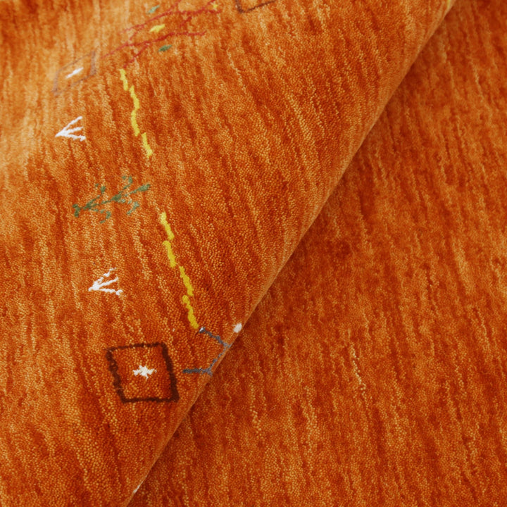 Orange Modern Geometrical Tribal Border Hand Loomed Wool Area Rug - The Rug Decor
