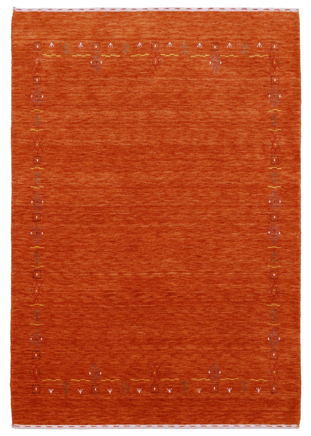 Orange Modern Geometrical Tribal Border Hand Loomed Wool Area Rug - The Rug Decor