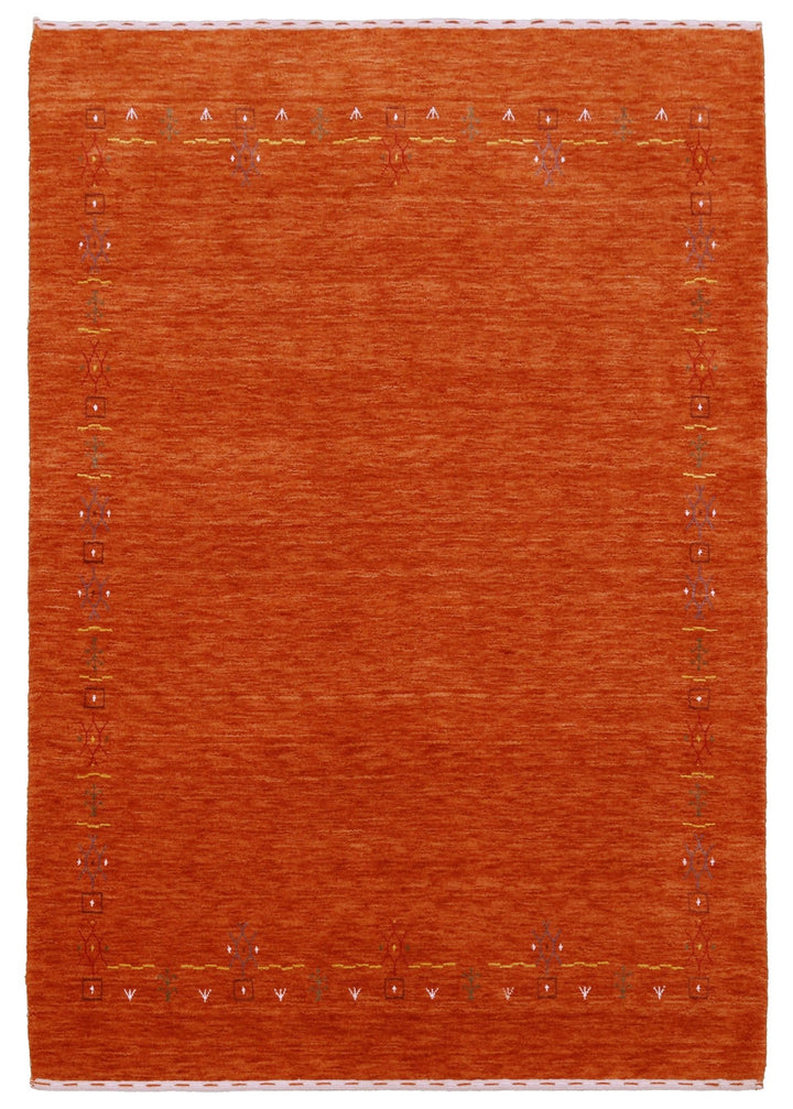 Orange Modern Geometrical Tribal Border Hand Loomed Wool Area Rug - The Rug Decor