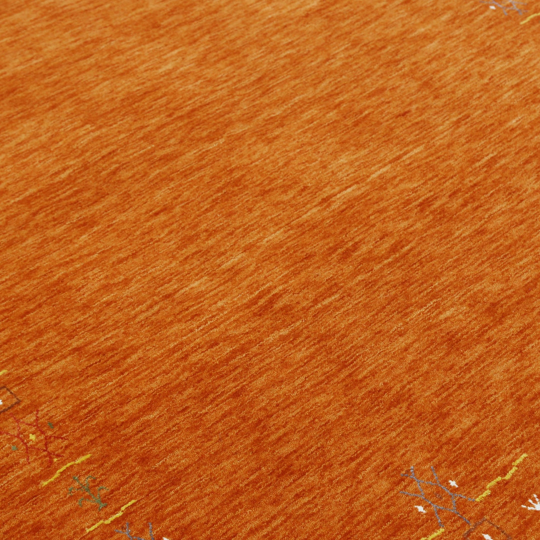 Orange Modern Geometrical Tribal Border Hand Loomed Wool Area Rug - The Rug Decor