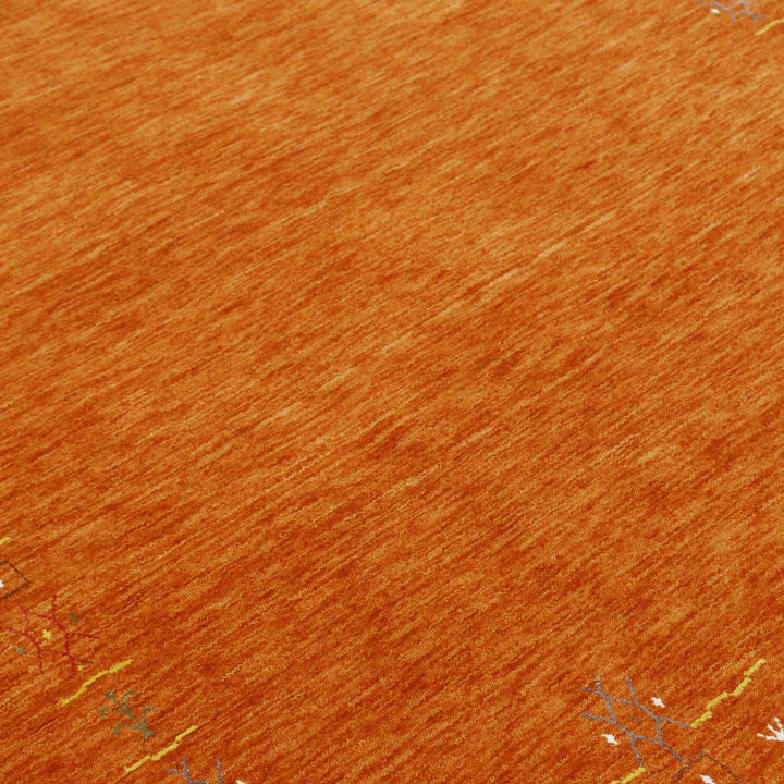 Orange Modern Geometrical Tribal Border Hand Loomed Wool Area Rug - The Rug Decor