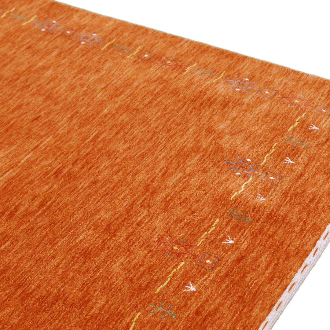 Orange Modern Geometrical Tribal Border Hand Loomed Wool Area Rug - The Rug Decor