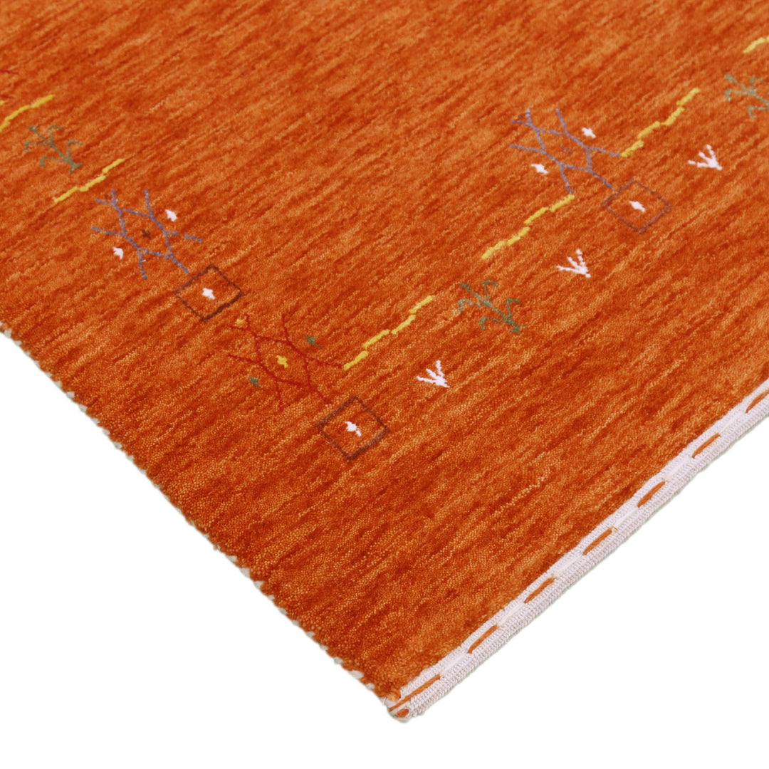 Orange Modern Geometrical Tribal Border Hand Loomed Wool Area Rug - The Rug Decor