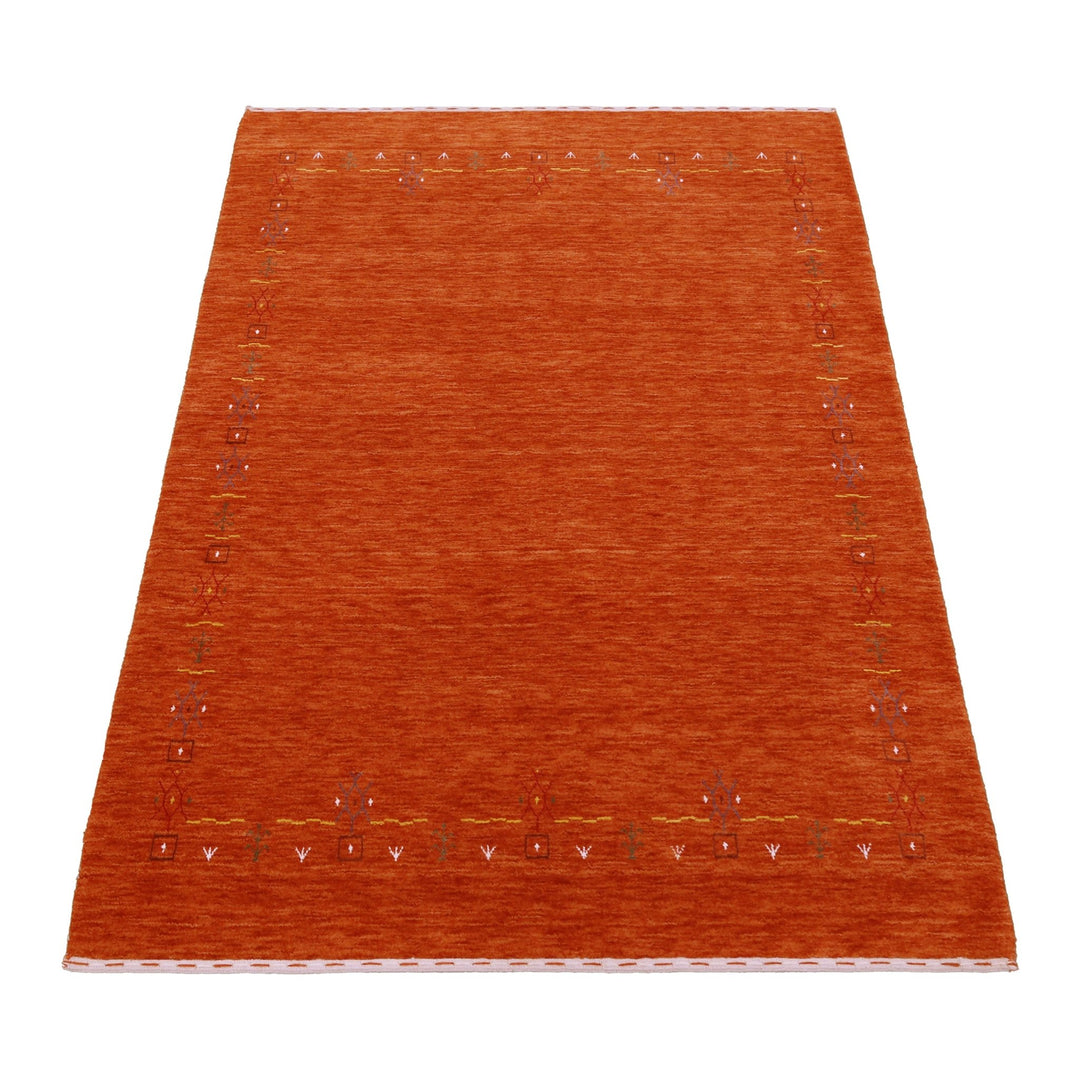 Orange Modern Geometrical Tribal Border Hand Loomed Wool Area Rug - The Rug Decor