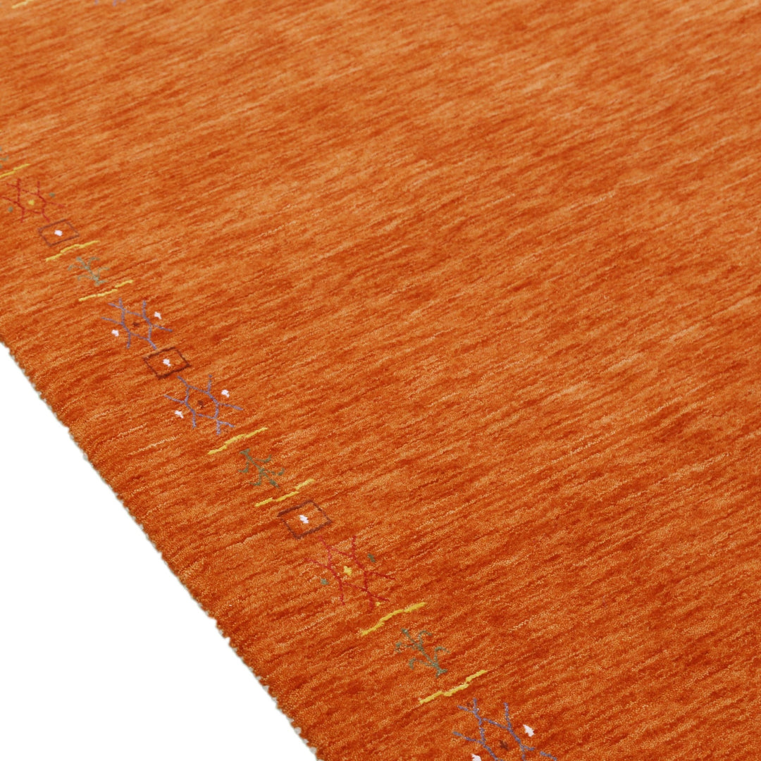 Orange Modern Geometrical Tribal Border Hand Loomed Wool Area Rug - The Rug Decor
