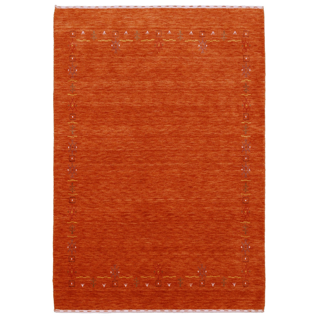 Orange Modern Geometrical Tribal Border Hand Loomed Wool Area Rug - The Rug Decor