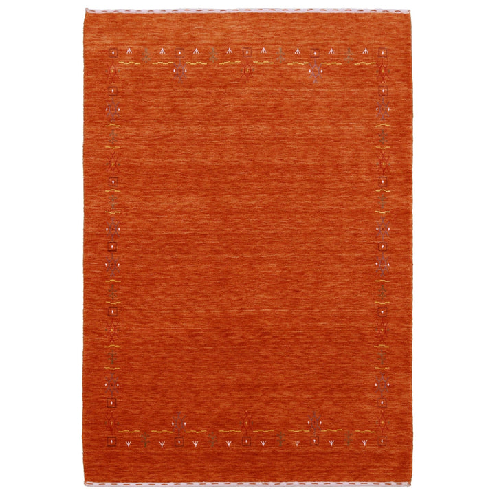 Orange Modern Geometrical Tribal Border Hand Loomed Wool Area Rug - The Rug Decor