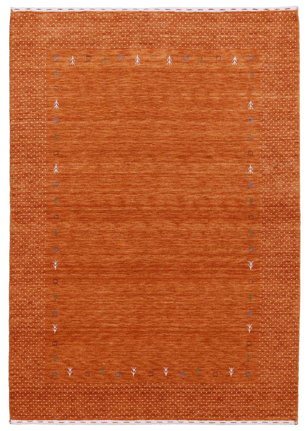 Orange Tribal Gabbeh Border Design Hand Loomed Wool Area Rug - The Rug Decor