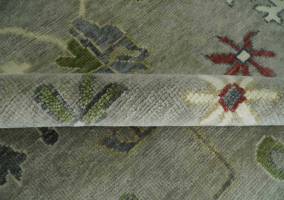 Oushak 9x12 Hand Knotted Olive and Charcoal Traditional Wool Rug - The Rug Decor