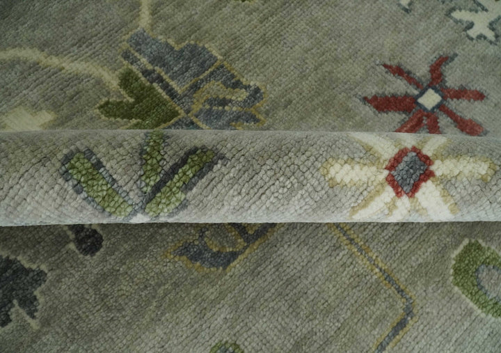 Oushak 9x12 Hand Knotted Olive and Charcoal Traditional Wool Rug - The Rug Decor