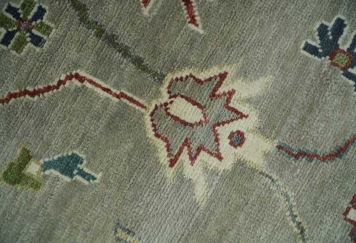 Oushak 9x12 Hand Knotted Olive and Charcoal Traditional Wool Rug - The Rug Decor