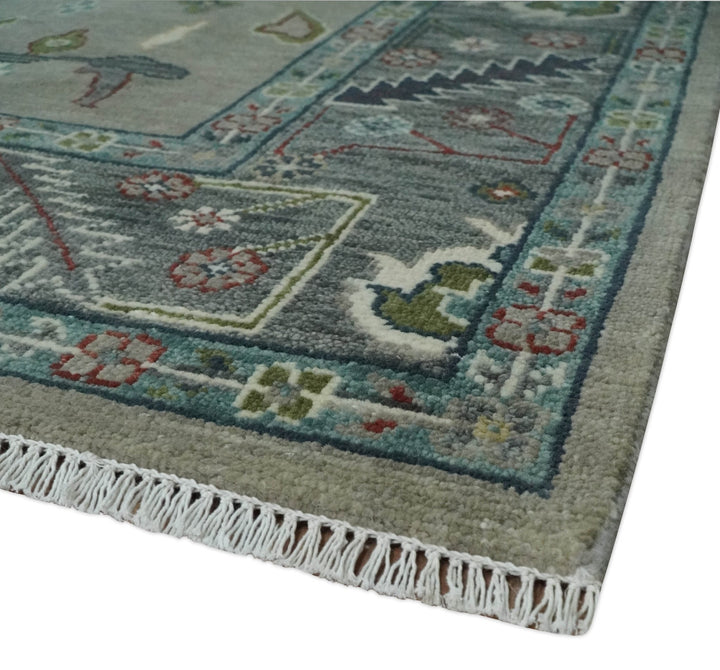 Oushak 9x12 Hand Knotted Olive and Charcoal Traditional Wool Rug - The Rug Decor
