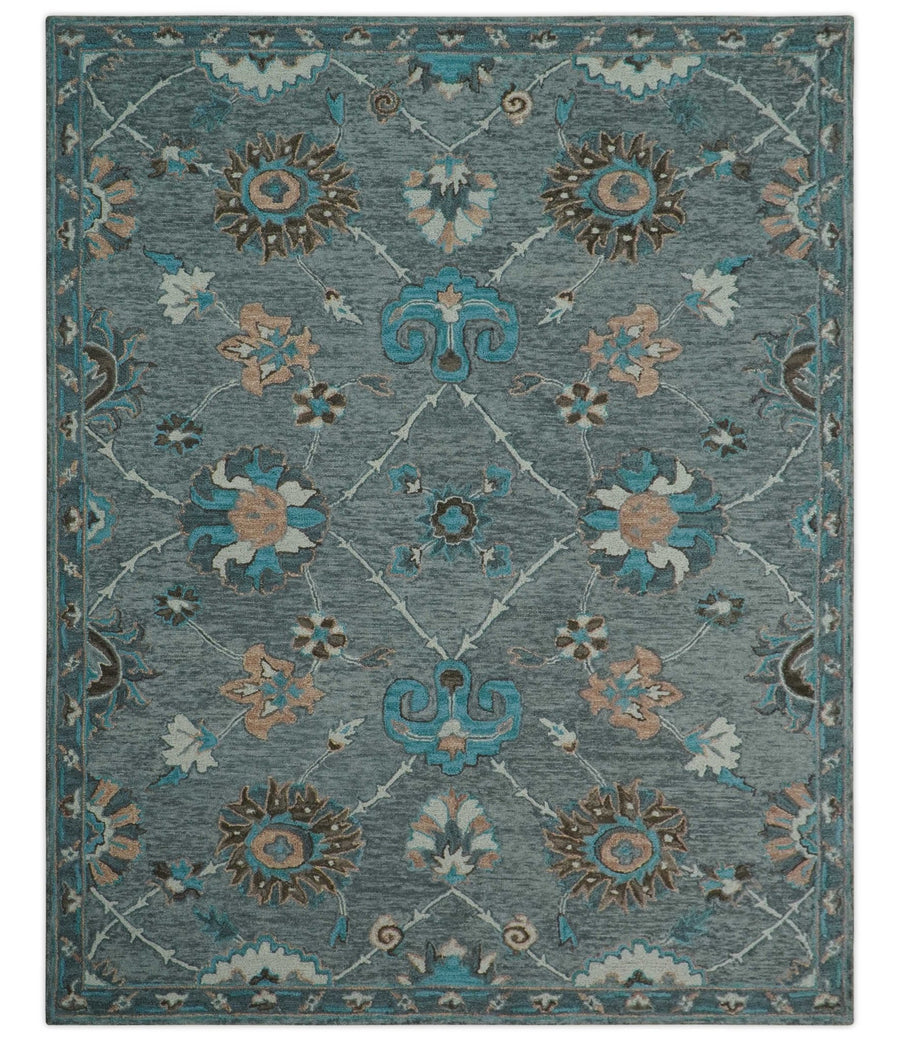 Oushak Design Gray, Blue And Brown Hand Tufted Custom Made wool rug - The Rug Decor