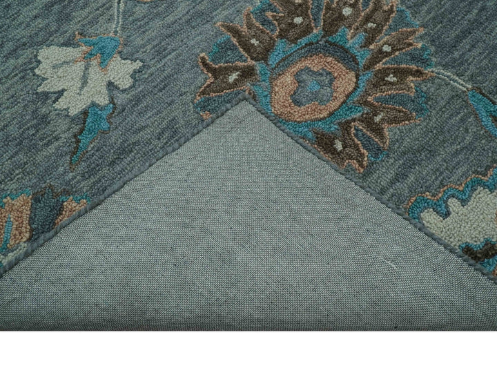 Oushak Design Gray, Blue And Brown Hand Tufted Custom Made wool rug - The Rug Decor
