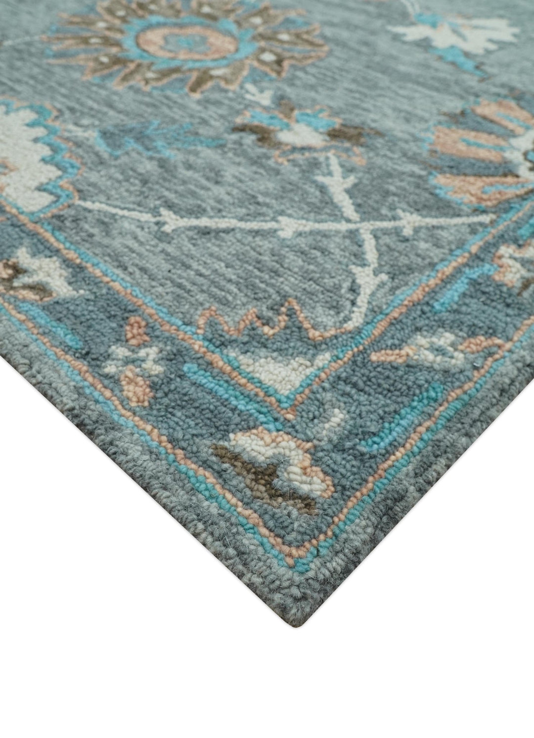 Oushak Design Gray, Blue And Brown Hand Tufted Custom Made wool rug - The Rug Decor