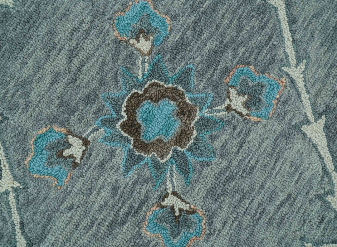 Oushak Design Gray, Blue And Brown Hand Tufted Custom Made wool rug - The Rug Decor